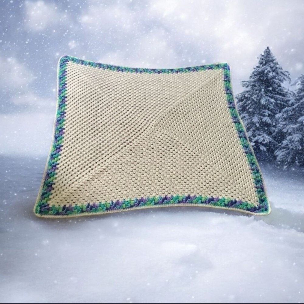 Lap blanket hand crocheted colorful 39” x 39”🌷beautiful stitch nice & wa